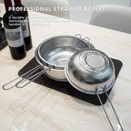 Metal Fine Mesh Strainer and Colander for Kitchen with Handle, Stainless Steel Pasta Strainer/Kitchen Funnel/Collander/Sifter for Strain/Wash Vegetables, Fruits, Spaghetti, Rice (7.8＂)