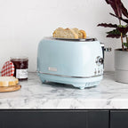 Haden Heritage 2 Slice Wide Slot Stainless Steel Toaster with Adjustable Browning Control & Non-Slip Feet, Turquoise & Chrome