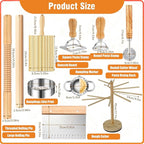 10 Pcs Pasta Making Tools, Pasta Making Kit with Pasta Drying Rack,2 Rolling Pins,Gnocchi Board,Pasta Cutting Tools,2 Ravioli Makers,Making Dumplings.All-in-One Pasta Making Accessories for Home