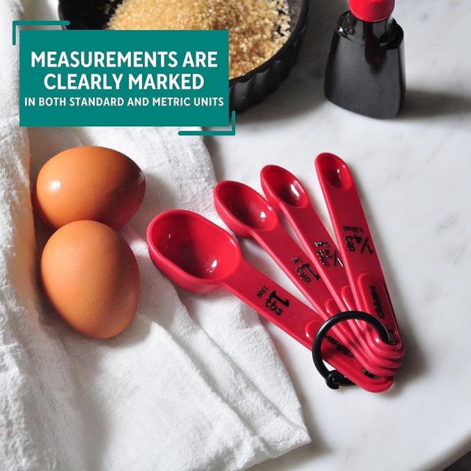 MIRRO 4pc Nested Measuring Spoons Set, Red (Pack of 4)