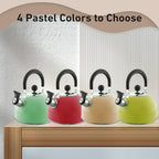 Lily's Home 2 Quart Stainless Steel Whistling Tea Kettle, the Perfect Stovetop Tea and Water Boilers for Your Home, Dorm, Condo or Apartment. (Pastel Yellow)