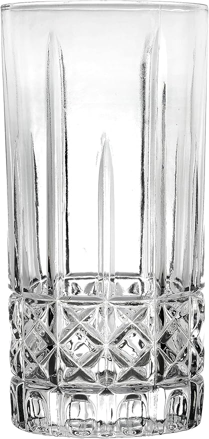 Lorren Home Trends Tall 12 Ounce Drinking Glass-Textured Cut Glass, Set of 6