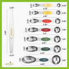 Spring Chef Stainless Steel Magnetic Measuring Spoons Set of 8 with Leveler, Metal Teaspoon & Tablespoon Measure Spoons Set for Baking & Cooking, Stackable & Double Sided Kitchen Gadgets - Very Merry