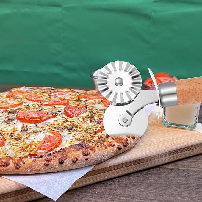 Pastry Double Cutter Wheel for Kitchen, Stainless Steel Pasta Cutter Wheel Tool with Double Roller for Making Pasta, Pizza, Ravioli, Cookie Cutter, Enhance Your Culinary Artistry