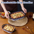Ceramic Casserole Dishes for Oven, Hand-painted Polish Pottery Baking Dish Set of 2, 0.8QT / 2QT Porcelain Casserole Dishes with Handles, Baking Pan Lasagna Pan, Gift for Family/Friend (Blue)