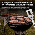Kaluns 32 Psc Grilling Accessories, Dad Gifts for Fathers Day, Heavy Duty Stainless Steel Grill Set BBQ Grill Accessories for Outdoor Grill with Aluminum Case and Apron, Best Gifts for Men