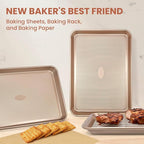 Baking Sheet with Wire Rack Set, 2 Sheet Pans(17.5'' X 11.8'') with 2 Cooling Racks, Thickened Nonstick Cookie Sheet for Baking, Carbon Steel Baking Pan