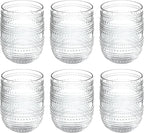 Beaded 15 oz Durable Acrylic Stemless Wine Glasses, Shatter-Resistant and Dishwasher-Safe Indoor/Outdoor Drinkware, Glass for Wine, Sangria, and Spritzers - Clear - Set of 6