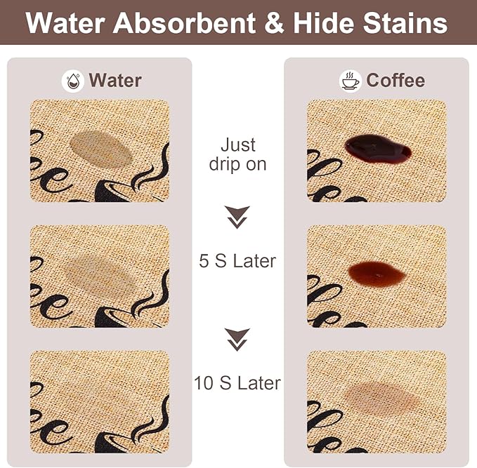 CooRug Absorbent Coffee Mat, Fashion Dish Drying Mat for Kitchen Counter Coffee Bar Accessories Espresso Machine Dish Rack 17" x 32" Beige
