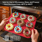 Large Silicone Donut Pan for Baking, 9 Cavity Non-Stick Food Grade Silicone Donut Molds, Doughnut Pan and Bagel Pans for Baking & Kitchen, BPA Free 11.2 x 11.1 Inches, Dishwasher Safe - Bright Red