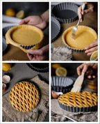 Tosnail 2 Pack Deep Tart Pan, 9.5" x 2" Quiche Pie Pan with Removable Loose Bottom, Fluted Baking Pan