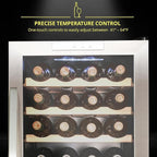 SCHMÉCKÉ 28 Bottle Compressor Wine Cooler Refrigerator w/Lock - Large Freestanding Wine Cellar For Red, White, Champagne or Sparkling Wine - 41f-64f Digital Temperature Control Fridge Stainless Steel