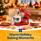 VIVOHOME Stand Mixer, 660W 10 Speed 6 Quart Tilt-Head Kitchen Electric Food Mixer with Beater, Dough Hook, Wire Whip and Egg Separator, Red