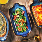 Ceramics Au Gratin baking Dishes Set of 2, Baking Tray Bake ware, 14.4oz Ramekins, for Pie Pan, Appetizer, Tart, Dessert, Quiche, Oven Small dish, individual dishes, Rectangular 9.8 Inch