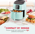 Dash Digital Tasti-Crisp™ Air Fryer - Compact Electric Digital Fryer With Auto Shut-Off Feature - Ideal for Small Spaces - AirCrisp® Technology - 2.6 Quarts - Aqua