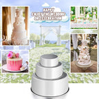 E-far Cake Pan Set of 3 (4’’/6’’/8), Deep Stainless Steel Round Cake Pans Tins for Wedding Birthday, Non-toxic & Dishwasher Safe, Mirror Finish & Straight Side