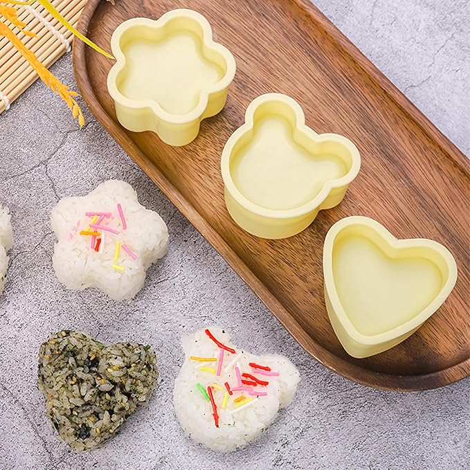 Generic 3 Pack Triangle Rice Ball Mold, Sushi Mold, Non Stick, Yellow