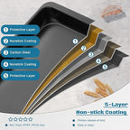 Baking Sheet Pans, Cookie Tray, Nonstick Heavy Carbon Steel Bakeware, 2-Pack, 12 X 7.5 Inches (Inner 11 X 6.9)