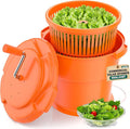 WantJoin Commercial Salad Spinner - 6 Gallon Salad Dryer w/Silicone Anti-slip Mat & Draining Hose, Orange, 24Qt Manual Salad Spinner for up to 7 Heads of Lettuce Spinner Large for Catering
