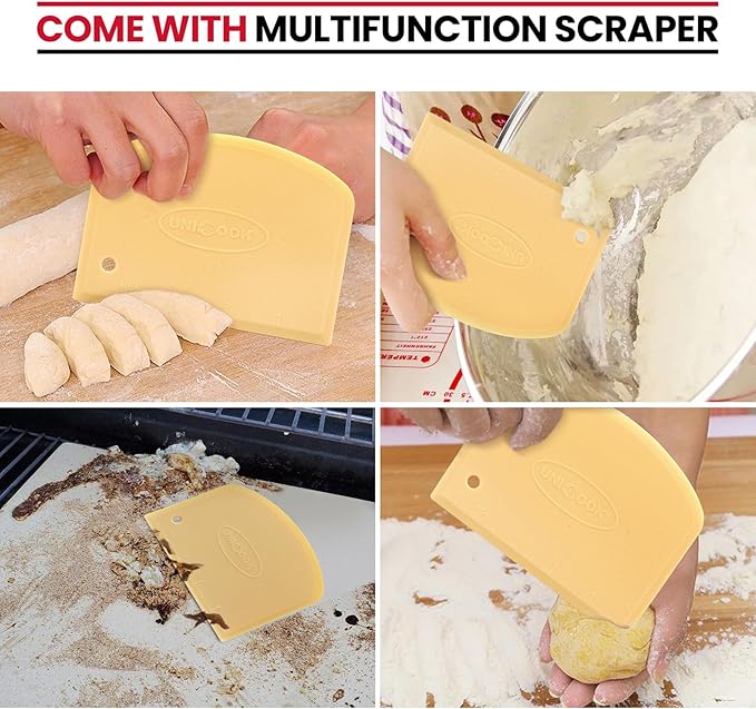 Unicook 14 Inch Round Pizza Stone, Heavy Duty Cordierite Baking Stone for Oven and Grill, Thermal Shock Resistant, Ideal for Baking Crispy Crust Pizzas, Bread, Pies and More, Includes Dough Scraper