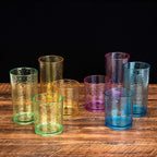 KX-WARE 14-ounce and 20-ounce Acrylic Glasses Plastic Tumbler, set of 8 Multicolor - Hammered Style, Dishwasher Safe, BPA Free