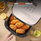 6.5QT Smart Digital Air Fryer, Visual Window, 8 Presets Recipes for Fast Easy Meal, Snack, Dessert, Main Dish, Square Basket Dishwasher-Safe, for 3-5 People, Kitchen Dorm Office