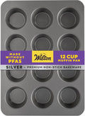 Wilton Silver Non Stick 12 Cup Muffin Pan, Cupcake and Muffin Tin for Baking and Brunch, Made without PFAS, Durable Steel