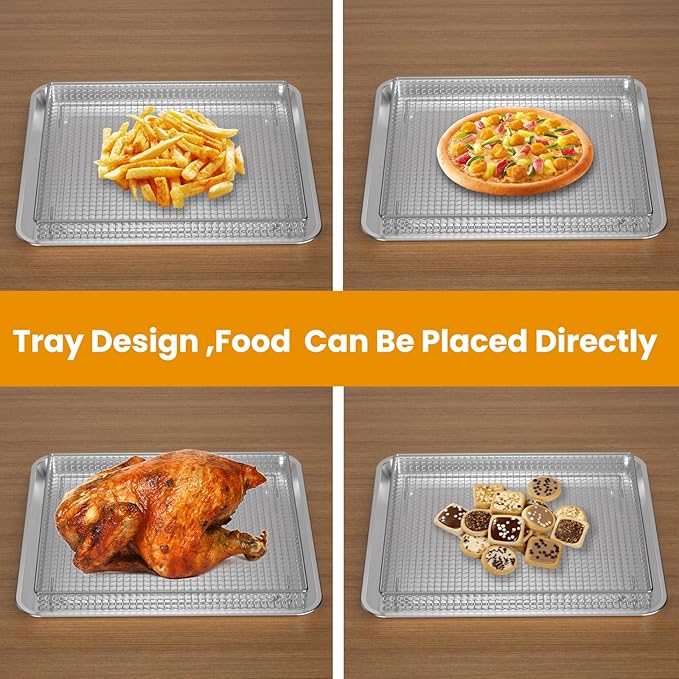 Stainless Steel Air Fryer Basket and Tray,Compatible with Cuisinart TOA-60 TOA-65 TOA-70 Toaster Air Fryer Convection Oven