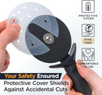 Deiss Lux Heavy Duty Pizza Cutter With Wheel Slicer- Stainless Steel Sharp Smooth Pizza Cutter Wheel With Easy Grip Non-Slip Handle, Dishwasher Safe (BLACK)