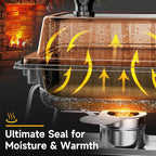 KScocina Chafing Dishes for Buffet, 4 Pack 5QT Square Stainless Steel Chafing Dish Set, Complete Buffet Warmer for Home Parties, Christmas & Catering Events (Orange)