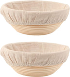 DOYOLLA Bread Proofing Baskets Set of 2 8.5 inch Round Dough Proofing Bowls and Liners Perfect Home Sourdough Bread Baking supplies