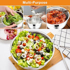 E-far Mixing Bowls with Lids, 6-Piece Stainless Steel Salad Bowls Metal Nesting Bowls for Baking Cooking and Prepping, Airtight Lids & Stackable Design, Size 4.5, 3, 1.5 QT (Colorful)