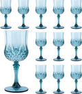 Plastic Wine Glasses, Plastic Goblets Vintage Style Cordial Unbreakable Drinking Glasses, Reusable Drinkware for Wedding Reception, Grand Event Party Supplies (12, Dusty Blue)