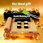 Sushi Making Kit – Clear Sushi Bazooka Roller & Bamboo Sushi Rolling Mat, Easy DIY Sushi Maker Tool Set for Beginners, Homemade Sushi Rolls for Kitchen & Party (Clear Amber)