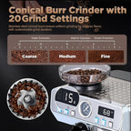 Espresso Machine with Grinder 20 Bar Professional Expresso Coffee Machines for Home Customizable 194℉-203℉ Temp Control Espresso Maker with 68oz Water Tank All-in-One Coffee Maker Cold Brew