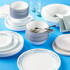 Corelle Dinnerware Set (4pc Set, Ocean Blues)-Set for 4 | Includes 4 x Cereal/Soup Bowls | 80% Recycled Glass | 3 X More Durable, Half the Space & Weight of Traditional Ceramic