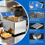 TOPKITCH 8L Professional Electric Fryer, 1800 W Commercial Electric Fryer Made of Stainless Steel with Basket, Temperature Control 80-200 °C, Fast Heating for Restaurant and Home