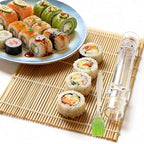 Sushi Making Kit – Clear Sushi Bazooka Roller & Bamboo Sushi Rolling Mat, Easy DIY Sushi Maker Tool Set for Beginners, Homemade Sushi Rolls for Kitchen & Party (Clear)