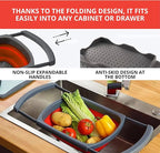 Set of 3 Red Food Strainer for Kitchen - Silicone Sieve Small Foldable Colander for Pasta and Spaghetti Multifunctional Silicone Collapsible Strainer for Camping
