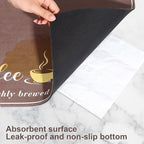 CooRug Absorbent Coffee Mat, Fashion Dish Drying Mat for Kitchen Counter Coffee Bar Accessories Espresso Machine Dish Rack 17" x 32" Brown