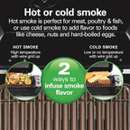 Hamilton Beach Electric Indoor Grill with Hot and Cold Smoke Infuser, 150°F - 450°F Temperature Control For Searing, Vented Hood and Fan, 116 Sq. In. Non-Stick Cooking Surface, Black (25375)