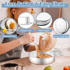 E-far 8 Inch Cake Pan Set of 2, Stainless Steel Round Baking Pans Tins Mold - Non-Toxic & Leak-Proof for Birthday Wedding Layer Tiered Cake, Easy Clean & Dishwasher Safe