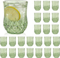 24 Pack Plastic Stemless Wine Glasses,12oz Unbreakable Vintage Elegant Drinking Glass Set,Reusable Fancy Cocktail Cups for Party, Wedding, and Bulk Events (24, 12oz-Sage Green)