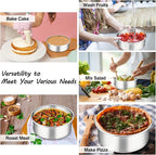 P&P CHEF 6 Inch Cake Pans Set, Round Baking Pan Stainless Steel Layer Birthday Wedding Cake Oven Pans, Non Toxic & Heavy Duty, Deep Side & Mirror Finish, Dishwasher Safe, (3Pcs)