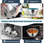P&P CHEF Blue Mixing Bowls with Lids, Set of 3, Stainless Steel Salad Nesting Bowl for Mixing, Storing, Prepping, Airtight & Stackable, Size 4.6/3 /1.5 QT