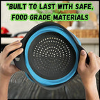 Collapsible Colander 3-Pack Set, Collapsible Strainers for Kitchen, Foldable Space-Saving Colander Strainer Set, Pasta Strainer for Vegetables & Fruits, Durable Non-Slip Strainers and Colanders (Blue)