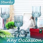Plastic Wine Glasses, Plastic Goblets Vintage Style Cordial Unbreakable Drinking Glasses, Reusable Drinkware for Wedding Reception, Grand Event Party Supplies (12, Dusty Blue)