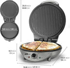 FineMade Electric Griddle Nonstick, Multi-Funtional Quesadilla Maker 10 Inch, Electric Grill Indoor, Pancake Griddle & Pan, Smokeless Indoor Grill, Non-stick Surface, Silver