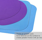 LUTER 4pcs Jar Opener, Rubber, Multi-function Silicone Bottle Opener for Seniors with Weak Hands Lid Cap Gripper Pads Kitchen Coasters Gadgets(Blue, Purple)