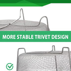 AOZITA Steamer Basket for Instant Pot Accessories 6 qt or 8 quart - 2 Tier Stackable 18/8 Stainless Steel Mesh - Silicone Handle - Vegetable Steamer Insert, Egg Basket, Pasta Strainer,Silver